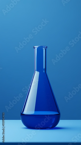 A beaker with blue liquid