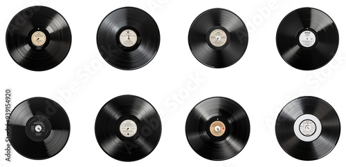 Vinyl Records Set Isolated On White Background