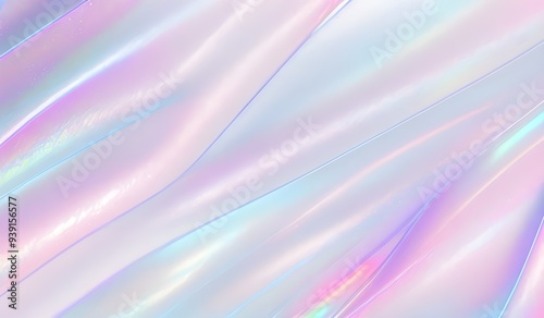 Holographic background seamless trendy iridescent light foil texture. Soft holographic pastel unicorn marble background pattern. Modern pearlescent blurry abstract swirl illustration. 