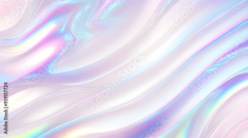 Holographic background seamless trendy iridescent light foil texture. Soft holographic pastel unicorn marble background pattern. Modern pearlescent blurry abstract swirl illustration. 