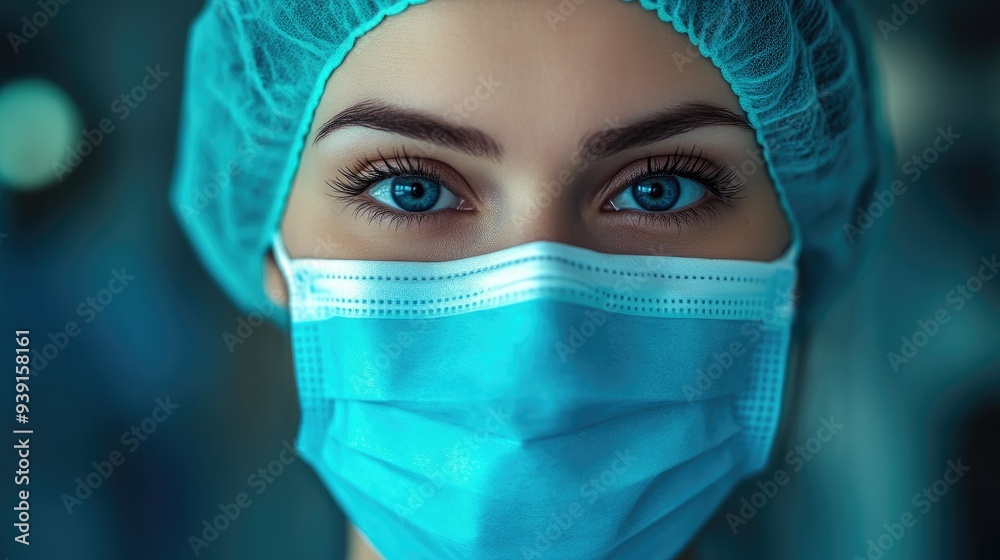 Medical Practitioner in Blue Surgical Mask in Hospital Setting Medical Practitioner in Blue Surgical Mask in Hospital Setting