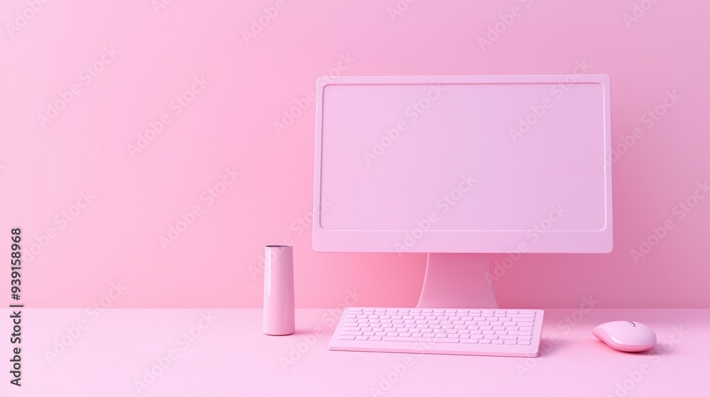 A minimalist workspace with a desktop computer. A minimalist workspace with a desktop computer.