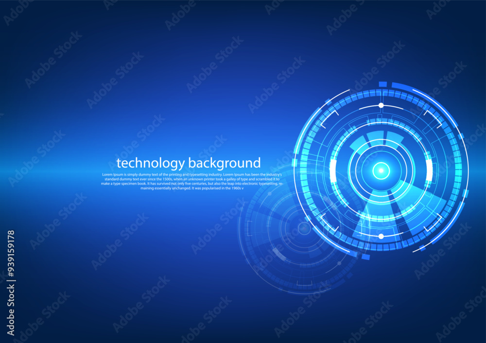 Blue circle and line technology abstract technology innovation concept vector background and glowing light
