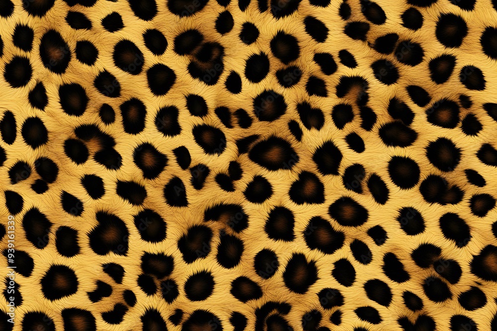 A seamless leopard skin pattern with golden fur and rosette shaped black spots, AI Generated A seamless leopard skin pattern with golden fur and rosette shaped black spots, AI Generated