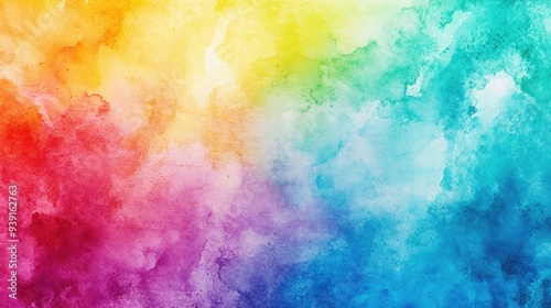 A beautiful rainbow watercolor background with abstract textures, featuring a colorful blend of vivid hues.