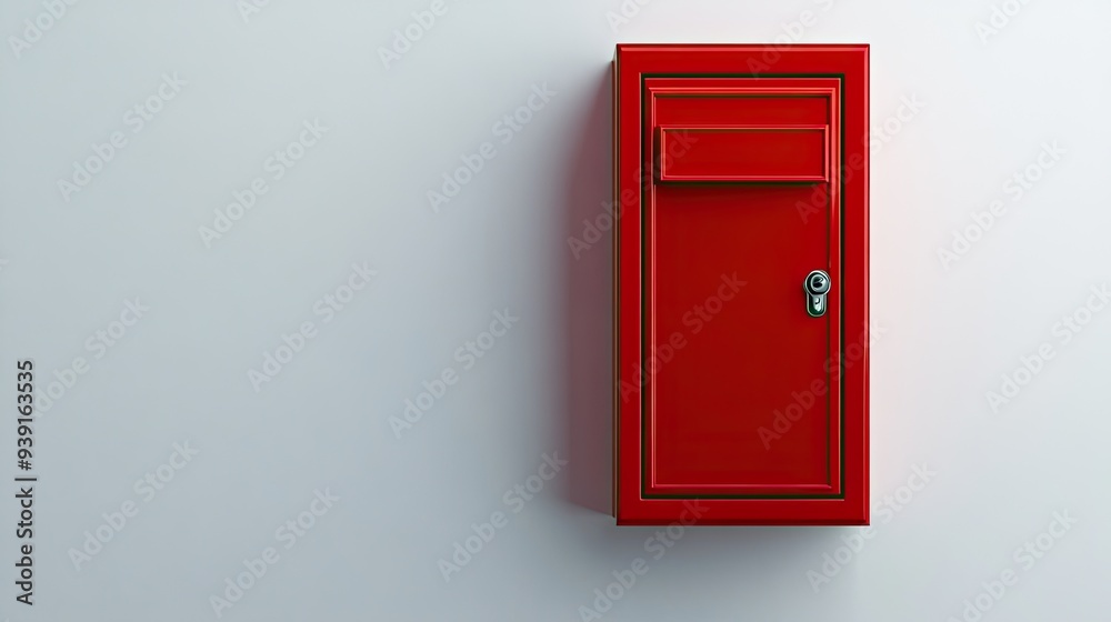 A bright red mailbox, fully closed, standing out against a clean white background, symbolizing traditional mail services. A bright red mailbox, fully closed, standing out against a clean white background, symbolizing traditional mail services.