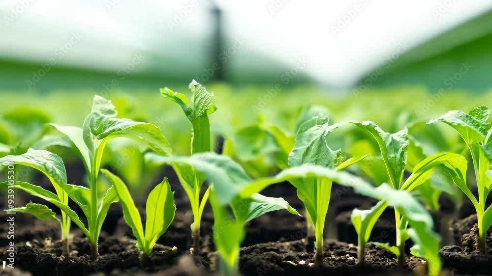 Newborn Plant Growth Timelapse: Sprouts Germinating in Greenhouse Newborn Plant Growth Timelapse: Sprouts Germinating in Greenhouse