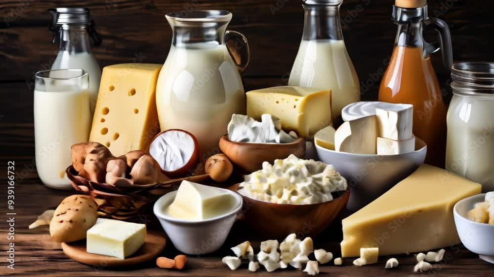  Delicious dairy delight spread on a rustic table