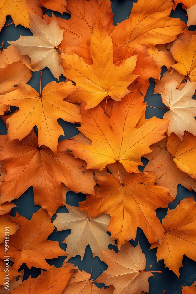 Fototapeta premium Beautiful autumn background made of orange and yellow maple leaves