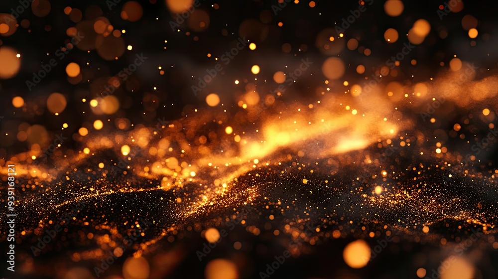 3D illustration of flame particles on black background. Sparks background. Abstract dark sparkling fire particles. 3D illustration of flame particles on black background. Sparks background. Abstract dark sparkling fire particles.