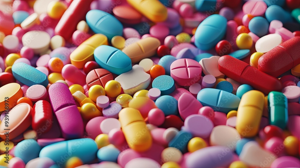 A close-up of various colorful pills and capsules, creating a vibrant and textured background. A close-up of various colorful pills and capsules, creating a vibrant and textured background.