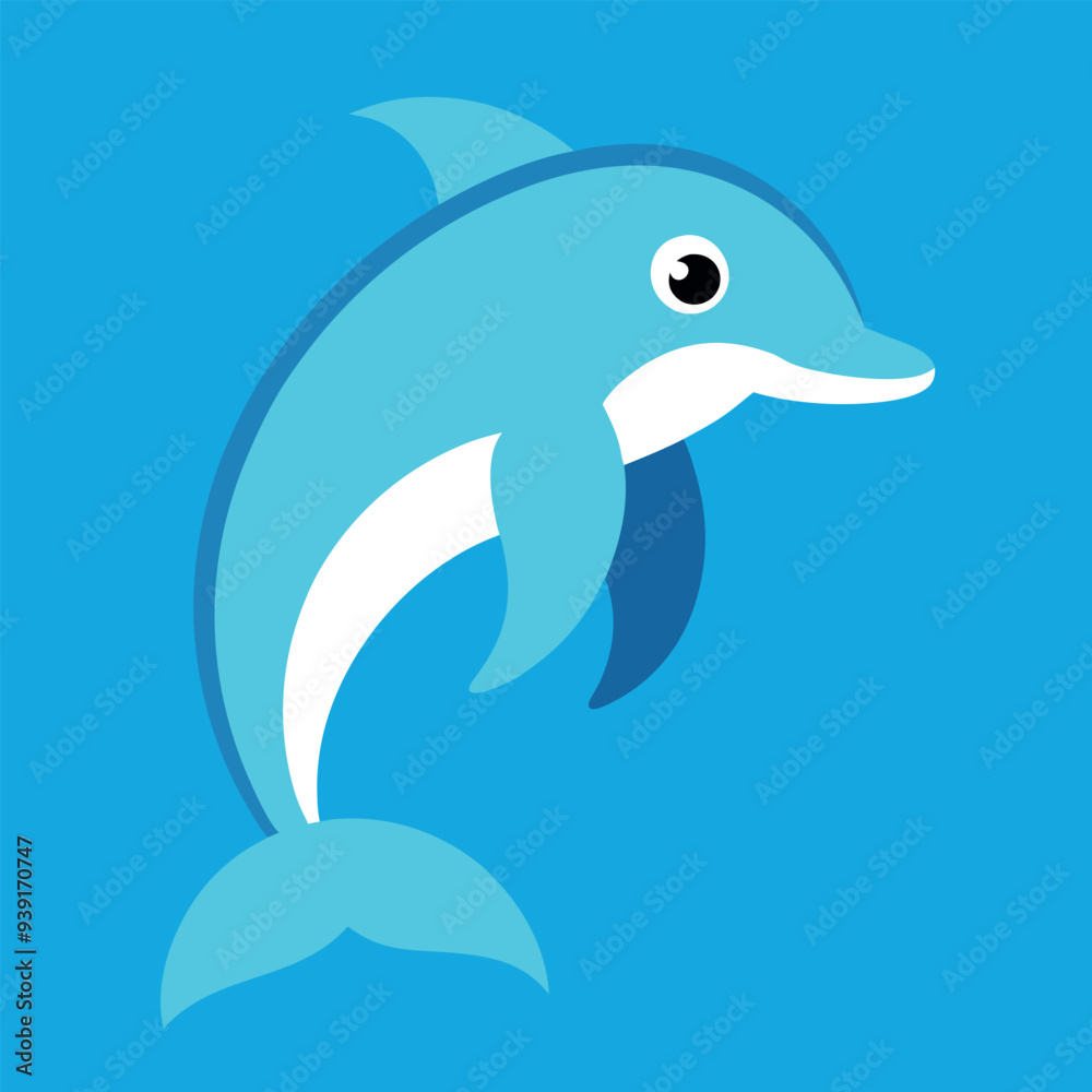 Fototapeta premium Bottlenose dolphin vector art illustration.