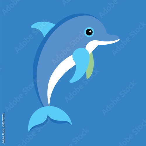  Bottlenose dolphin vector art illustration.