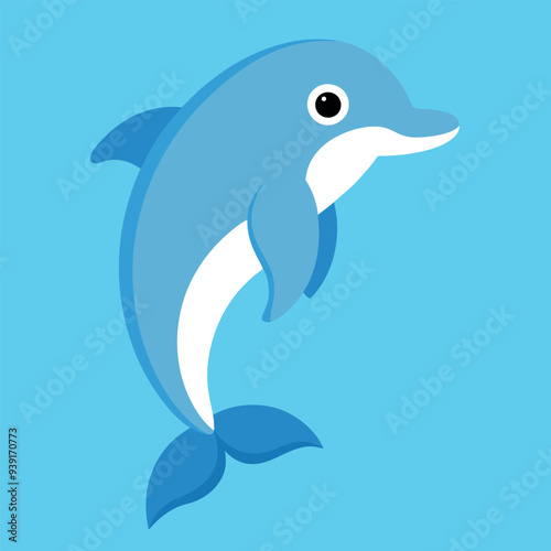  Bottlenose dolphin vector art illustration.