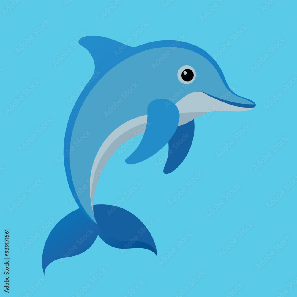 Fototapeta premium Bottlenose dolphin vector art illustration.