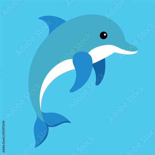  Bottlenose dolphin vector art illustration.