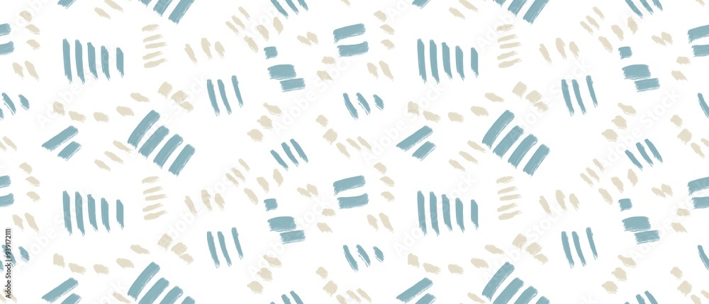 Seamless abstract geometric pattern. Simple background blue, beige, white texture. Digital brush strokes, lines. Design for textile fabrics, wrapping paper, background, wallpaper, cover. Seamless abstract geometric pattern. Simple background blue, beige, white texture. Digital brush strokes, lines. Design for textile fabrics, wrapping paper, background, wallpaper, cover.