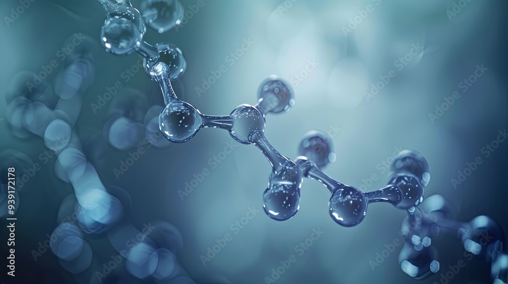 A close-up of a molecule with a blue background. A close-up of a molecule with a blue background.