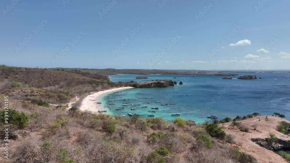 Aerial View of Pink Sand Beach in East Lombok, Indonesia Aerial View of Pink Sand Beach in East Lombok, Indonesia