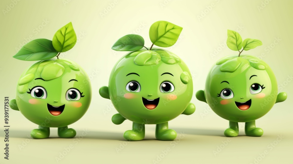 Obraz premium happy Cartoon Green Trees.
