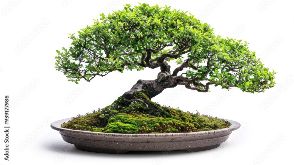 Bonsai tree isolated on white background in a pot plant with many different unique shapes symbolizing an abstraction Bonsai tree isolated on white background in a pot plant with many different unique shapes symbolizing an abstraction