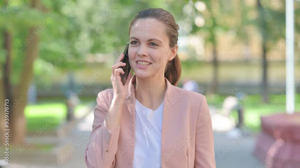 Casual Business Woman Talking on phone Outdoor Casual Business Woman Talking on phone Outdoor
