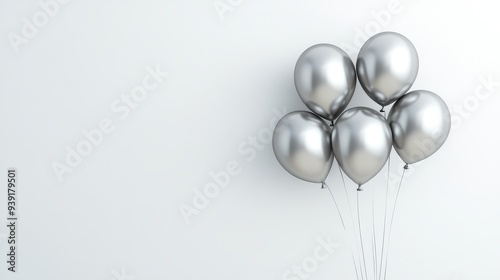 Wallpaper Mural A cluster of five shiny silver balloons against a plain background. Torontodigital.ca