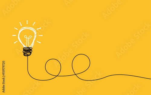 Bulb light on yellow background. Concept of big ideas inspiration innovation