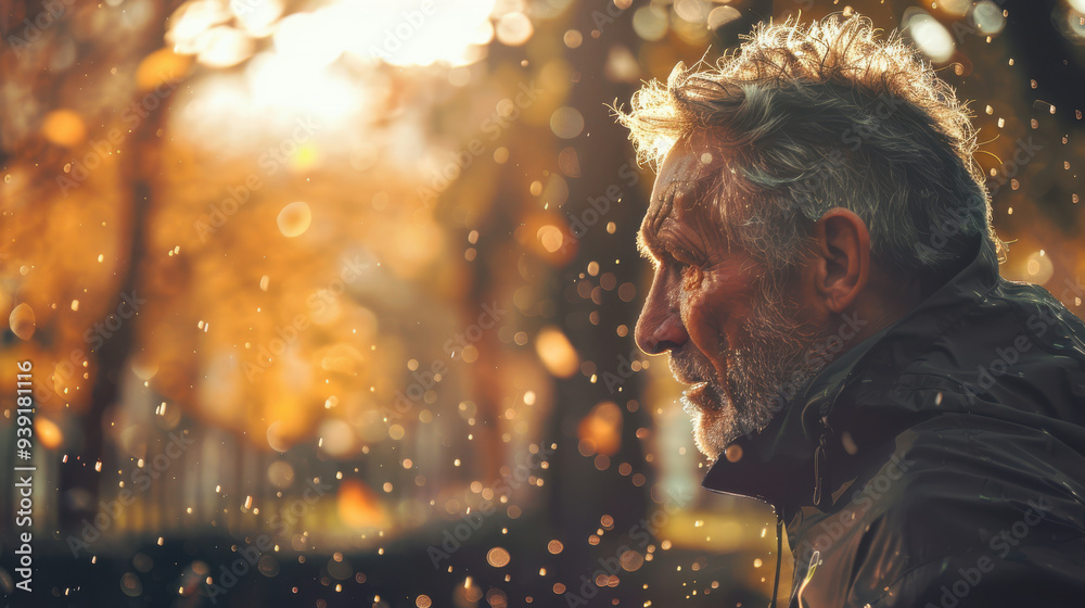 A close-up capture of an elderly man mid-jog, sweat drops on his skin, hair gently blowing A close-up capture of an elderly man mid-jog, sweat drops on his skin, hair gently blowing