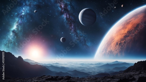 A beautiful space background and Scifi horizontal 