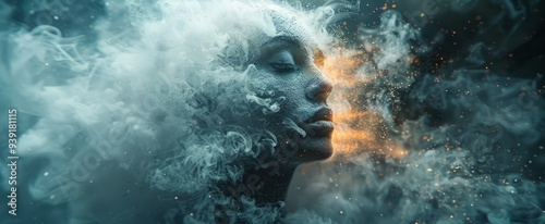 The symbolic depiction of a woman's dreams, her imagination shrouded in smoke.