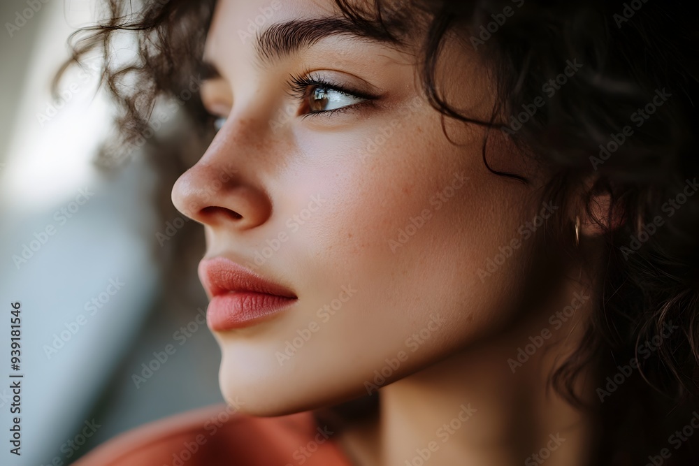 Alluring and Captivating Woman with Mesmerizing Gaze in Serene Portrait Alluring and Captivating Woman with Mesmerizing Gaze in Serene Portrait