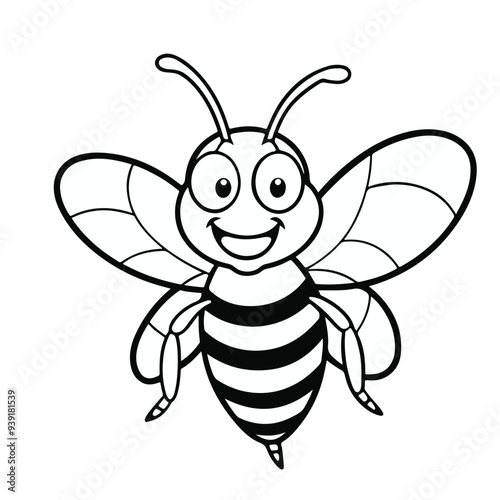 Cute Honey Bee Vector Illustration | Cartoon Bumblebee, Pollination, Nature, Spring, Garden, Wildlife"