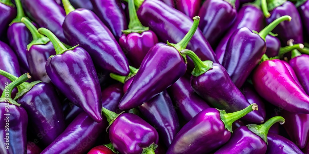 Amethyst Spikes: Rich purple pointed sweet peppers, conveying elegance and mystery. Amethyst Spikes: Rich purple pointed sweet peppers, conveying elegance and mystery.
