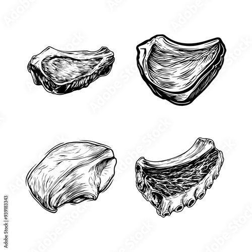 about meat, icon sheet about meat