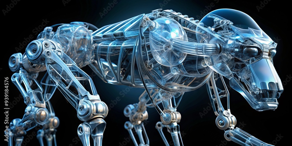 Biomorphic Mech X-Ray: Transparent robots revealing organic structures and hidden mechanisms. Biomorphic Mech X-Ray: Transparent robots revealing organic structures and hidden mechanisms.