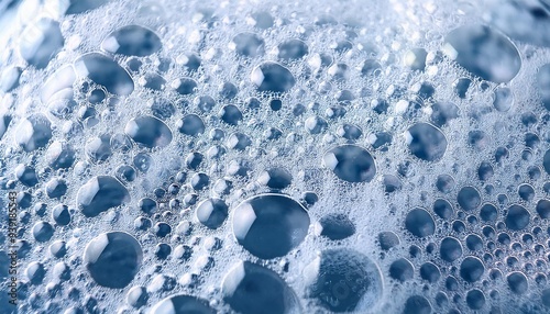 soapy foam texture rotates with bursting soap bubbles close up photo