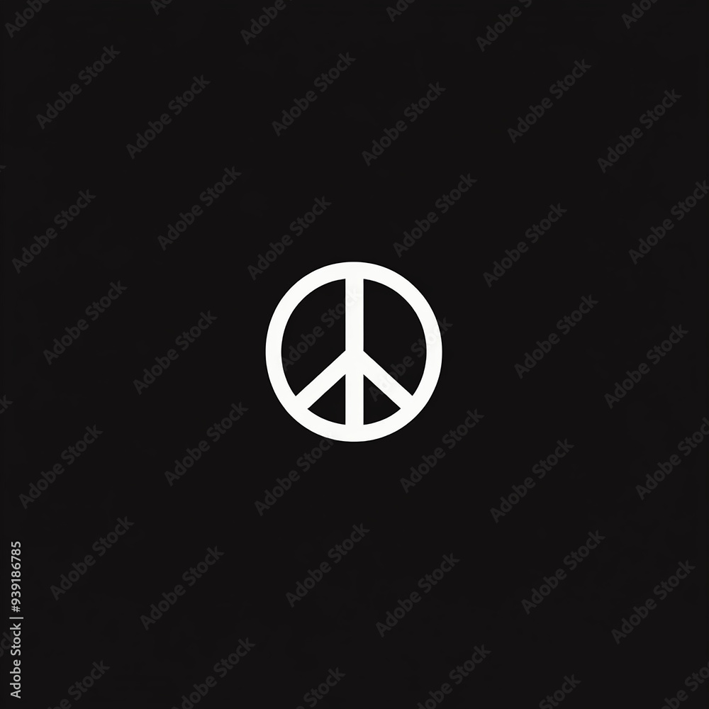 Simple peace symbol icon on black background Simple peace symbol icon on black background