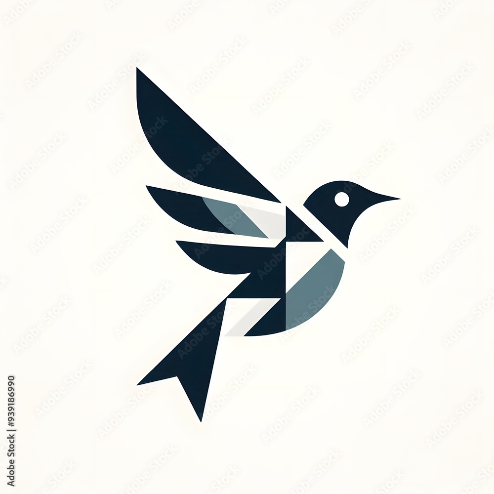 Minimal Geometric Bird Logo Design on Solid Background Minimal Geometric Bird Logo Design on Solid Background