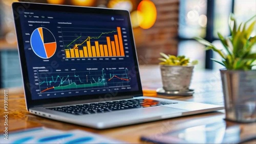 Laptop Showing Market Analysis Charts and Data