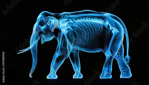 Wallpaper Mural Blue glowing elephant skeleton on black background. Torontodigital.ca
