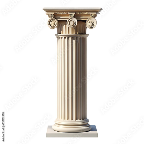 Isolated Column on Plain Background Showcasing Architectural Design Elements for Creative Projects