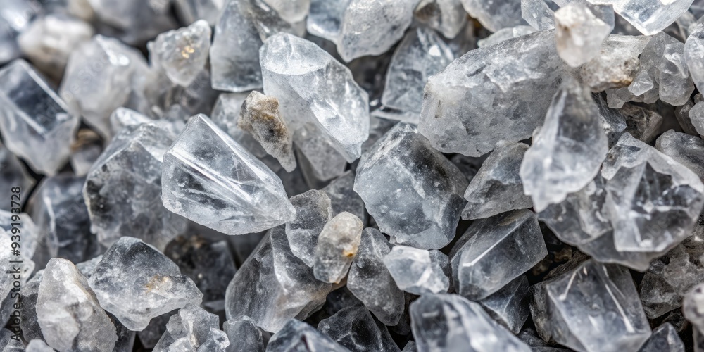 Crushed Quartz: A sharp, crystalline gray powder texture with jagged edges, evoking a sense of raw power and untamed disorder. Crushed Quartz: A sharp, crystalline gray powder texture with jagged edges, evoking a sense of raw power and untamed disorder.