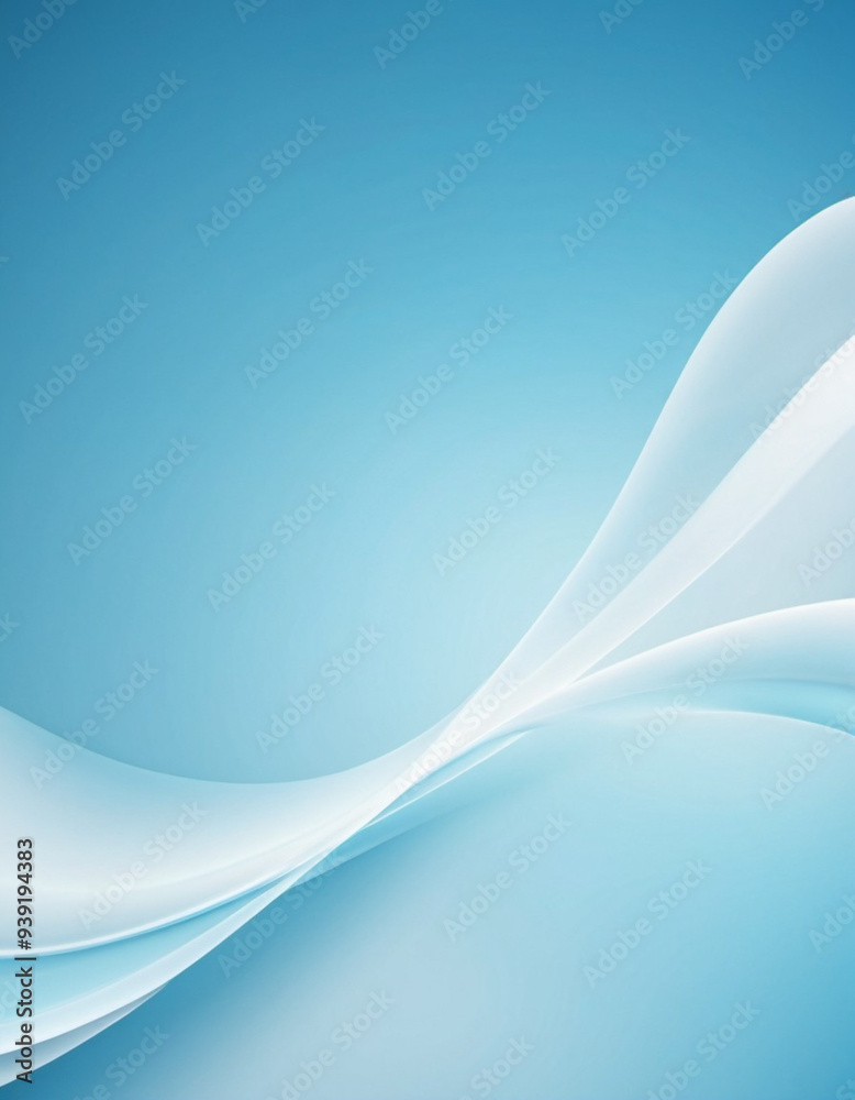 Fototapeta premium Abstract pastel background with a swirling, wavy design in shades of blue and white. Background is soft ethereal, subtle gradient and light sparkles. Beautiful gradient. Smooth lines. Light blue