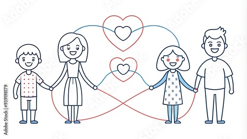 Simple yet powerful line drawings depict various relationships, such as friendship, love, and family bonds, through minimalist yet emotive illustrations of interconnected individuals.