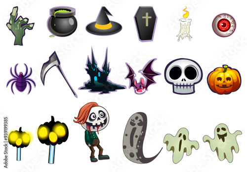 Halloween monster characters Vector illustration