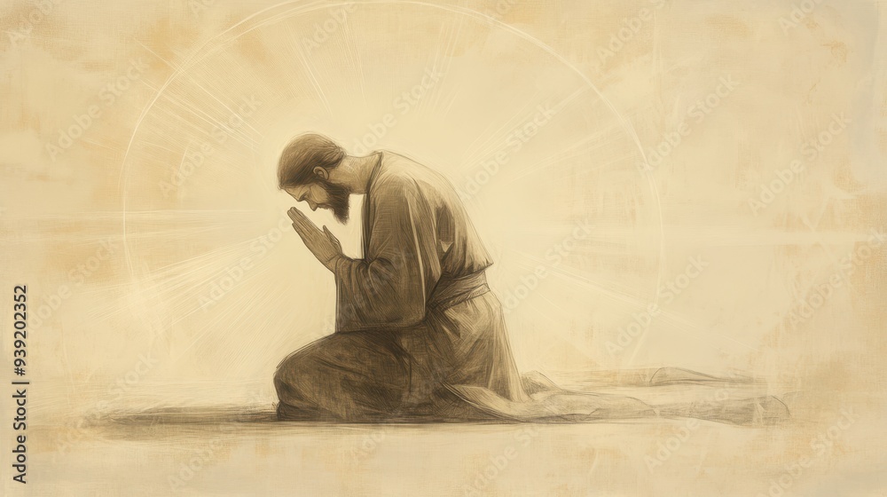 Divine Light: A Biblical Illustration of Nehemiah Surrounded by a Faint Light as He Prays, Symbolizing God’s Presence and the Power of Prayer Divine Light: A Biblical Illustration of Nehemiah Surrounded by a Faint Light as He Prays, Symbolizing God’s Presence and the Power of Prayer