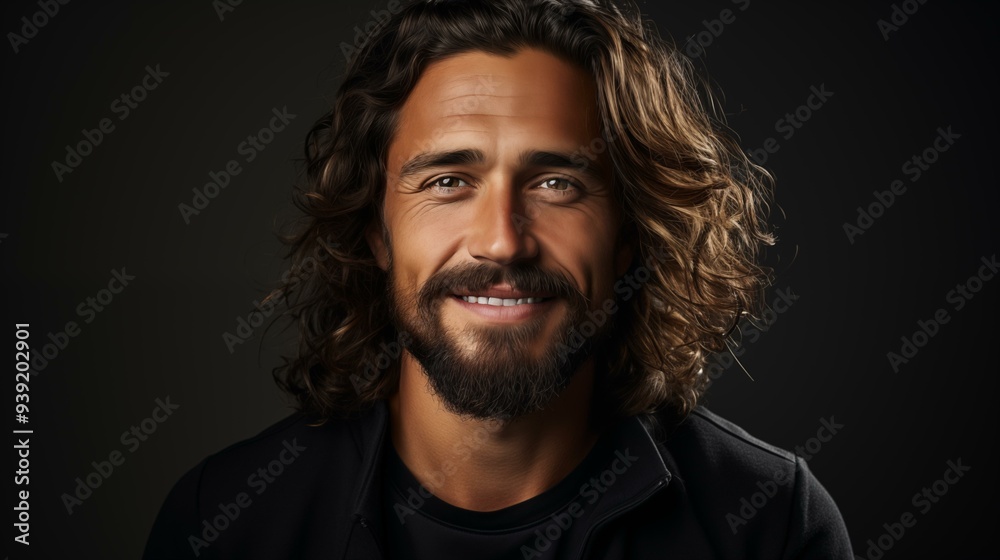 A man with a beard and long hair is smiling A man with a beard and long hair is smiling