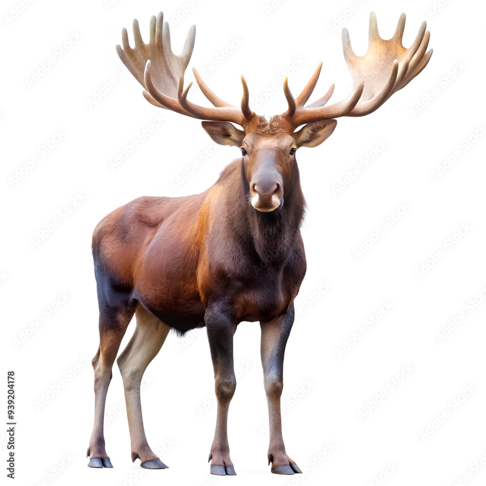 Moose standing tall, isolated on white background, Clipping path Moose standing tall, isolated on white background, Clipping path