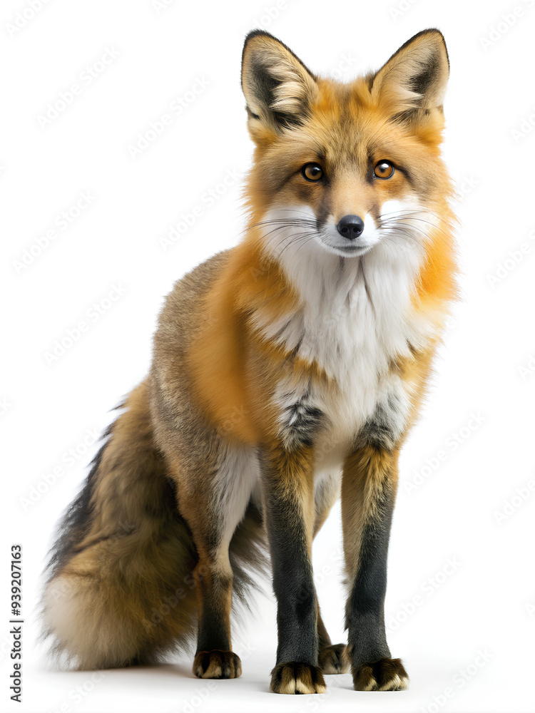 Fototapeta premium Red fox isolated on white background, Clipping path